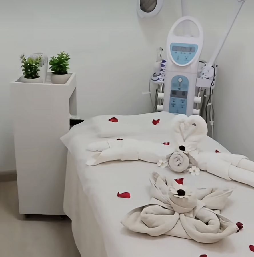 Facial room with rose petals